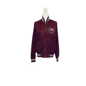 Vintage Maroon Dupont Varsity Style Bomber 1986 Beaumont Works Safety Jacket
